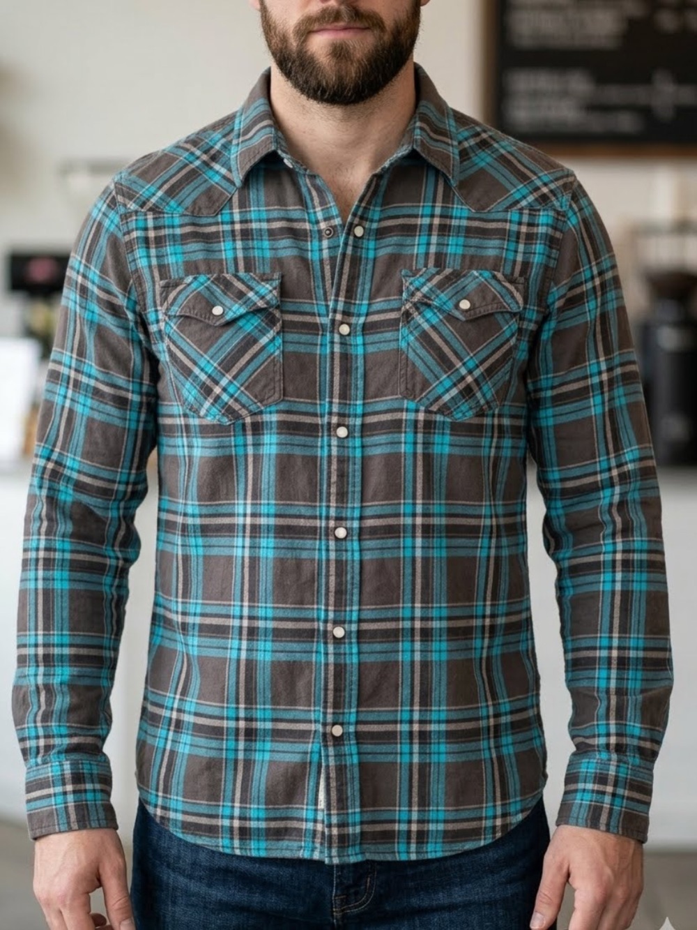 RUEHL No 925 XXL Blue Gray Plaid Flannel Shirt